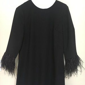 Club Monaco Black Ostrich Feather Sleeves Dress